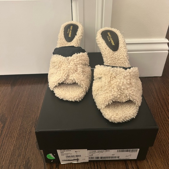 Saint Laurent Shearling Heel Slide NWT - Picture 2 of 8